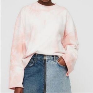 AllSaints Pink and White Tie-Dye Sweatshirt- EUC Sz M